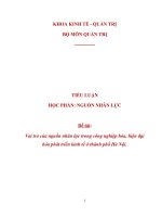 VAI TRÒ CỦA NGUỒN NHÂN LỰC TRONG CÔNG NGHIỆP HÓA HIỆN ĐẠI HÓA PHÁT TRIỂN KINH TẾ Ở THÀNH PHỐ HÀ NỘI