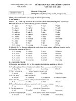 Đề thi HSG huyện Anh lớp 9