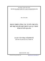 Hoàn thiện công tác tuyên truyền, hỗ trợ nguời nộp thuế tại cục thuế tỉnh tuyên quang
