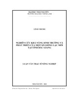 nghiên cứu khả năng sinh trưởng và phát triển của giống lạc mới tại tỉnh bắc giang