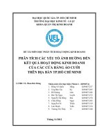 phân tích các yếu tố ảnh hưởng đến kết quả hoạt động kinh doanh của các cửa hàng áo cưới trên địa bàn tp.hồ chí minh