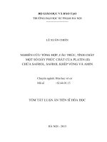 Nghiên cứu tổng hợp, cấu trúc, tính chất một số dãy phức chất của platin(II) chứa safrol, safrol khép vòng và amin (TT)