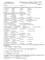 ĐỀ+ ĐÁP ÁN BÀI KIỂM TRA LẦN 1