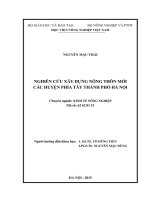 Nghiên cứu xây dựng nông thôn mới các huyện phía tây thành phố hà nội