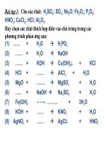 Tiết 17- MỐI QUAN HỆ GIỮA CÁC LOẠI HỢP CHẤT VÔ CƠ