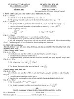 Đề thi giữa học kỳ 1 toán 12 hay