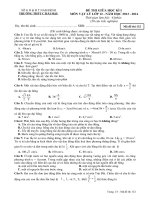 Đề thi giữa học kì I lớp 12 cơ bản