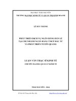 Phát triển dịch vụ ngân hàng bán lẻ tại chi nhánh ngân hàng TMCP đầu tư và phát triển tuyên quang