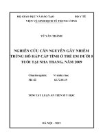 tóm tắt luận án tiến sĩ y học nghiên cứu căn nguyên gây nhiễm trùng hô hấp cấp tính ở trẻ em dưới 5 tuổi tại nha trang, năm 2009