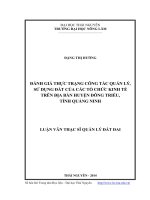 Đánh giá thực trạng công tác quản lý, sử dụng đất của các tổ chức kinh tế trên địa bàn huyện đông triều, tỉnh quảng ninh