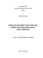 luận án tiến sĩ nông nghiệp đánh giá khả năng thích ứng của giống cừu phan rang nuôi ở thừa thiên huế