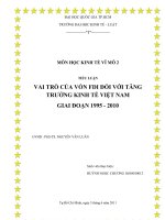 tiểu luận vai trò của vốn fdi đối với tăng trưởng kinh tế việt nam giai đoạn 1995 - 2010