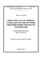 tóm tắt luận án tiến sĩ y học dịch tễ học nguy cơ lây nhiễm hiv và hiệu quả can thiệp dự phòng trên nhóm nghiện chích ma túy tại quảng nam
