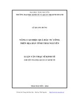 Nâng cao hiệu quả đầu tư công trên địa bàn tỉnh thái nguyên