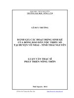 Đánh giá các hoạt động sinh kế của đồng bào dân tộc thiểu số tại huyện võ nhai, tỉnh thái nguyên
