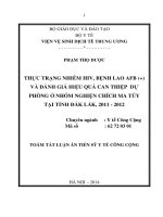tóm tắt luận án tiến sĩ y tế công cộng thực trạng nhiễm hiv, bệnh lao afb (+) và đánh giá hiệu quả can thiệp dự phòng ở nhóm nghiện chích ma túy tại tỉnh đắk lắk
