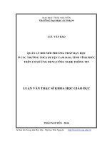 Quản lý đổi mới phương pháp dạy học ở các trường trung học cơ sở huyện tam đảo, tỉnh vĩnh phúc trên cơ sở ứng dụng công nghệ thông tin