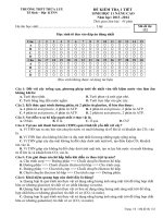 kiểm tra 1 tiết sinh 11 nâng cao