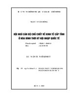 Đội ngũ cán bộ chủ chốt về kinh tế cấp tỉnh ở Hoà Bình thời kỳ hội nhập quốc tế