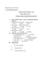 Đề thi Tiếng Anh lớp 7 HK1