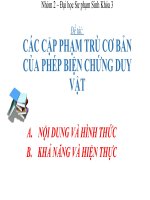 CÁC CẶP PHẠM TRÙ CƠ BẢN CỦA PHÉP BIỆN CHỨNG DUY VẬT