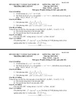 Đề và đáp án kiểm tra học kỳ I môn toán Trường THPT Tân Kỳ - Nghệ An