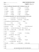 Đề thi học kì I môn Tiếng Anh 6