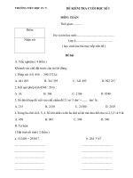 đề ma trận  môn Toán lớp 4 - cuối kì 1