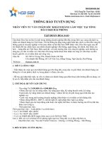 THÔNG BÁO TUYỂN DỤNG