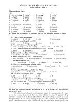 ĐỀ THI HK I ANH 9 2013-2014