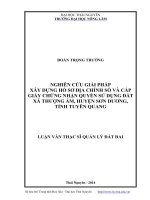 nghiên cứu giải pháp xây dựng hồ sơ địa chính số và cấp giấy chứng nhận quyền sử dụng đất xã thượng ấm, huyện sơn dương, tỉnh tuyên quang