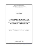đánh giá thực trạng và đề xuất các giải pháp quản lý, sử dụng đất của các tổ chức kinh tế trên địa bàn huyện hải hà, tỉnh quảng ninh