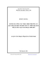 đánh giá công tác thực hiện phương án quy hoạch một số khu dân cư trên địa bàn thị xã bắc kạn giai đoạn 2009-2013