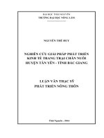 nghiên cứu giải pháp phát triển kinh tế trang trại chăn nuôi huyện tân yên - tỉnh bắc giang