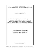 Nâng cao chất lượng đội ngũ cán bộ, công chức thuộc diện quản lý của ban thường vụ thành ủy vĩnh yên, tỉnh vĩnh phúc