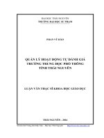 Quản lý hoạt động tự đánh giá trường trung học phổ thông tỉnh thái nguyên