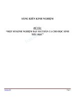 ột số kinh nghiệm dạy hát dân ca cho học sinh tiểu học