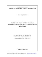 Nâng cao chất lượng đào tạo nghề cơ khí tại trường cao đẳng nghề hòa bình