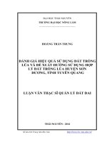 Đánh giá hiệu quả sử dụng đất trồng lúa và đề xuất hướng sử dụng hợp lý đất trồng lúa huyện sơn dương, tỉnh tuyên quang