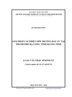 Giải pháp cải thiện môi trường đầu tư tại thành phố hạ long, tỉnh quảng ninh