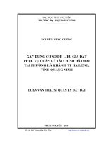 Xây dựng cơ sở dữ liệu giá đất phục vụ quản lý tài chính đất đai tại phường hà khánh, TP hạ long, tỉnh quảng ninh
