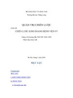 Tiểu luận quản trị chiến lược CHIẾN LƯỢC KINH DOANH BỆNH VIỆN FV