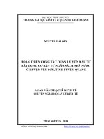 Hoàn thiện công tác quản lý vốn đầu tư xây dựng cơ bản từ ngân sách nhà nước ở huyện yên sơn, tỉnh tuyên quang