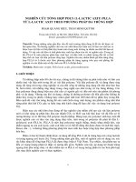 NGHIÊN CỨU TỔNG HỢP POLY (LLACTIC AXIT) PLLA  TỪ LLACTIC AXIT THEO PHƯƠNG PHÁP ĐA TRÙNG HỢP