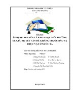 ÁP DỤNG NGUYÊN LÝ KHOA HỌC MÔI TRƯỜNG ĐỂ GIẢI QUYẾT VẤN ĐỀ KHÁNG THUỐC BẢO VỆ THỰC VẬT Ở NƯỚC TA