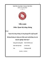 Tiểu luận môn Quan hệ công chúng Quan hệ công chúng và ứng dụng để và giải quyết  khủng hoảng và nâng cao hiệu quả marketing của các doanh nghiệp Việt Nam