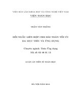 Đối ngẫu liên hợp cho bài toán tối ưu đa mục tiêu và ứng dụng