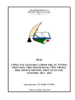 skkn ” công tác giáo dục chính trị, tư tưởng phấn đấu trở thành đảng viên trong học sinh ở trường trung học phổ thông xuân lộc năm học 2013-2014