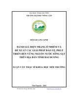 Đánh giá hiện trạng ô nhiễm và đề xuất các giải pháp bảo vệ, phát triển bền vững nguồn nước sông sặt trên địa bàn tỉnh hải dương
