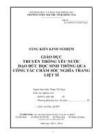 skkn kinh nghiệm trong việc giáo dục truyền thống yêu nước,  đạo đức cho học sinh thông qua công tác “đền ơn đáp nghĩa